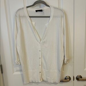 Lightweight White Button-Front Cardigan